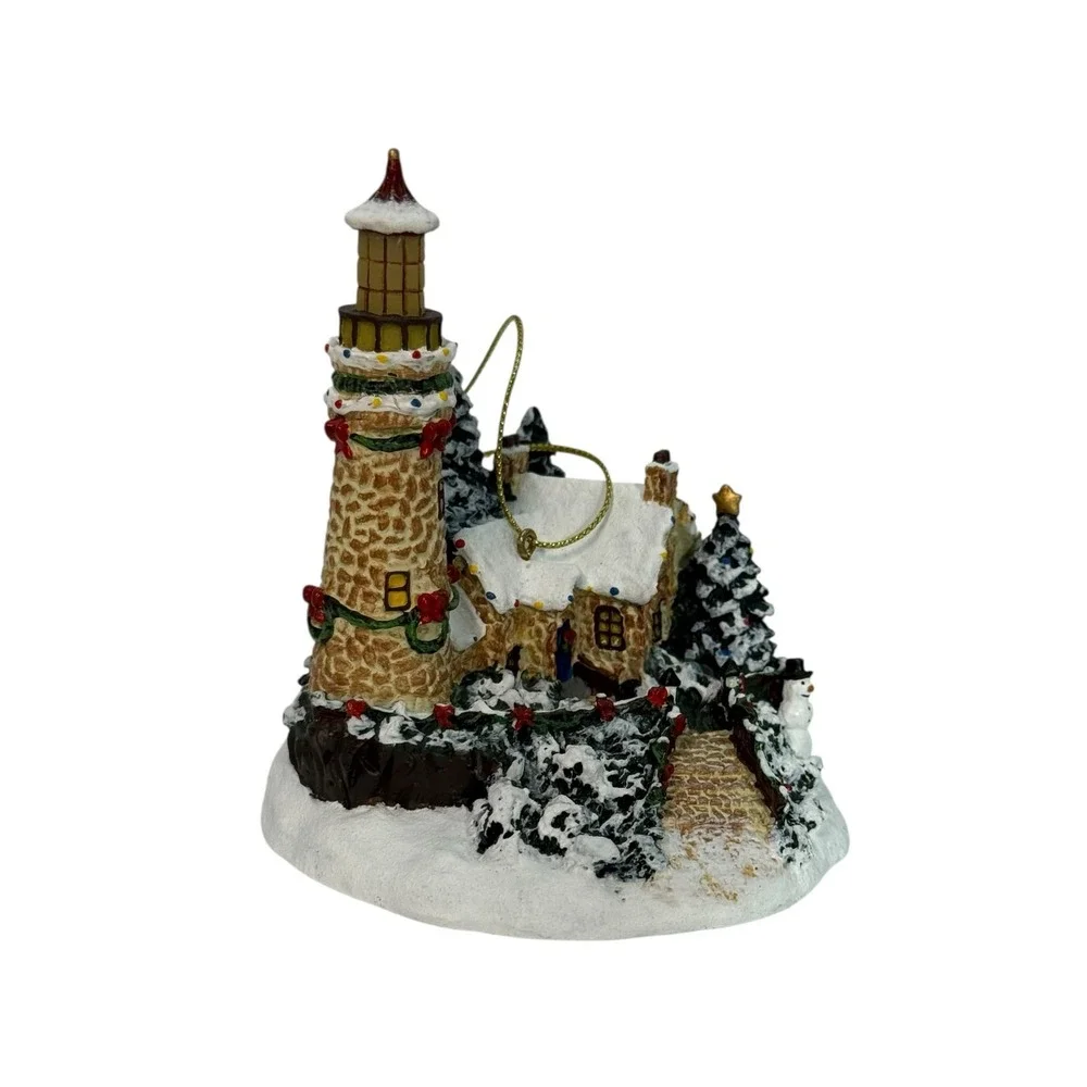 Thomas‎ Kinkade Winter Illuminations Lighted Lighthouse Christmas Ornaments Par